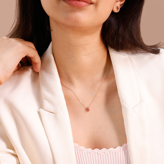 Vibrant Sleek Ruby Gold Necklace,,hi-res image number null