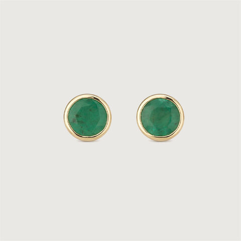 Refined Polished Emerald Gold Stud Earrings