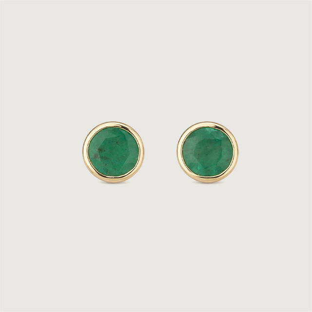 Refined Polished Emerald Gold Stud Earrings,,hi-res image number null