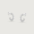 Textured Gleam Silver Hoop Earrings,,hi-res view 3