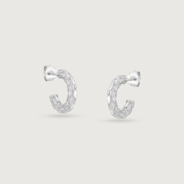 Textured Gleam Silver Hoop Earrings,,hi-res image number null