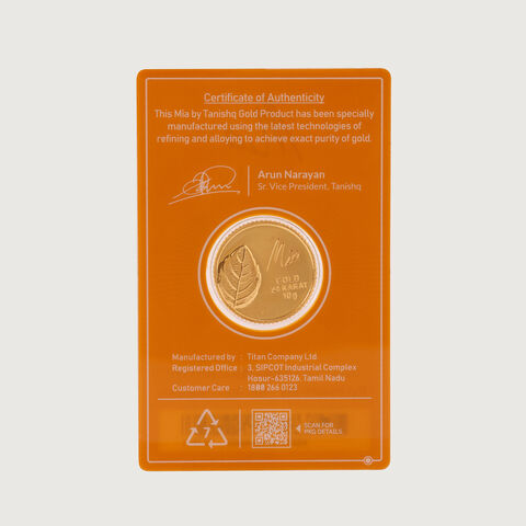 10 gm 24 Karat Tulsi Leaf Gold Coin (9999 Purity)