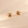 Radiant Navaratna Diamond Stud Earrings,,hi-res view 1