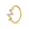 14KT Yellow Gold Wandering Lines Diamond Finger Ring,,hi-res view 3
