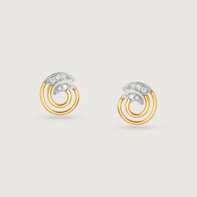 Enso Aura 14 Kt Gold & Diamond Stud Earrings,,hi-res image number null