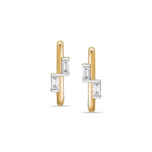 14KT Yellow Gold Minimal Chic Enchanted Diamond Hoop Earrings,,hi-res view 1