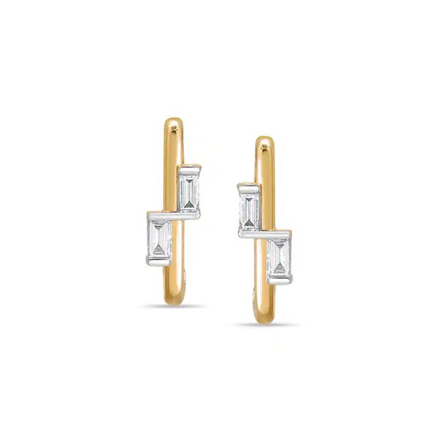 14KT Yellow Gold Minimal Chic Enchanted Diamond Hoop Earrings,,hi-res view 1