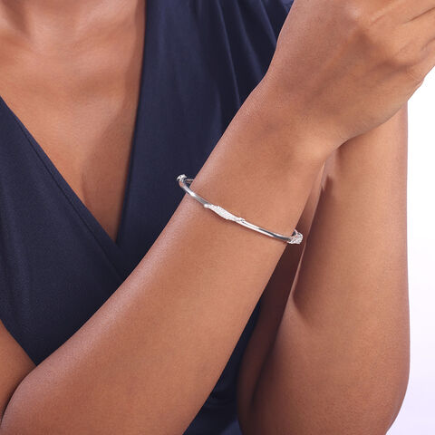 Shiny Contoured Silver Bangle