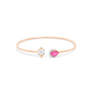 14 KT Rose Gold Traditional Diamond Bangle