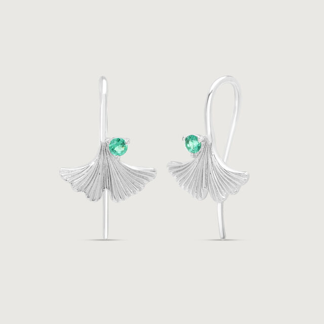 Verdant Glow Silver Hoop Earrings,,hi-res image number null