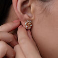Dainty Swirl Gold & Diamond Stud Earrings,,hi-res view 2