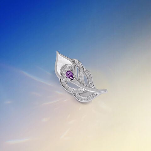Whimsical Amethyst Silver Brooch