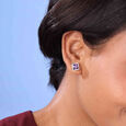 Vivid Geometric Amethyst Silver Stud Earrings,,hi-res view 2