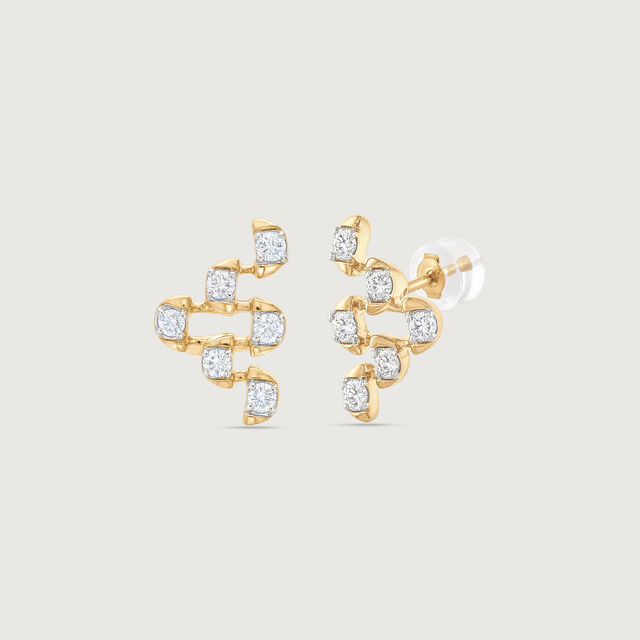 Linked Balance Diamond Stud Earrings,,hi-res image number null