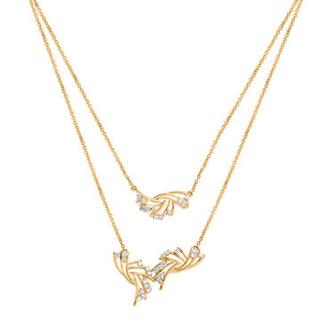 14 KT Yellow Gold Constellation Layered Diamond Necklace