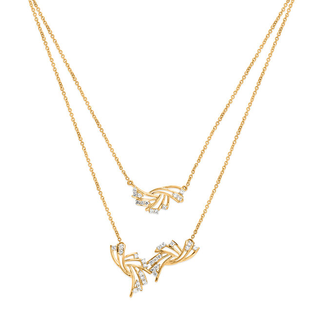 14 KT Yellow Gold Constellation Layered Diamond Necklace,,hi-res view 1