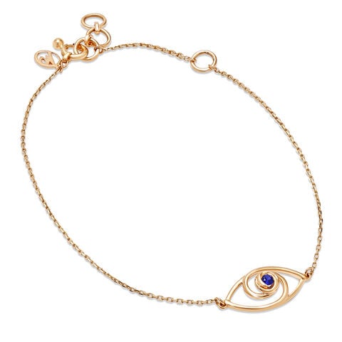 14KT Yellow Gold Wavy Evil Eye Bracelet