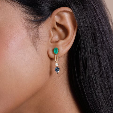 Fresh Geometric Onyx and Topaz Drop Earrings