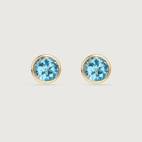 Refined Crisp Blue Topaz Gold Stud Earrings
