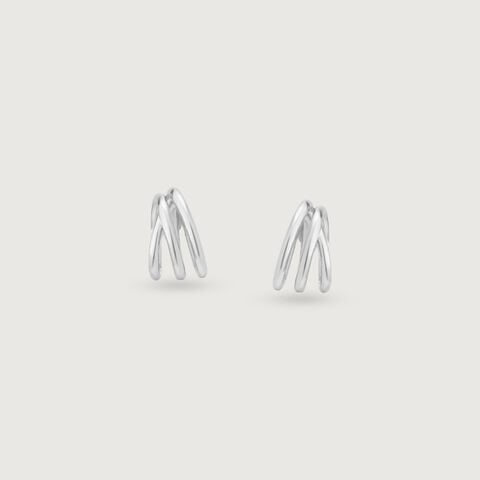 Sculpted Layered Silver Stud Earrings