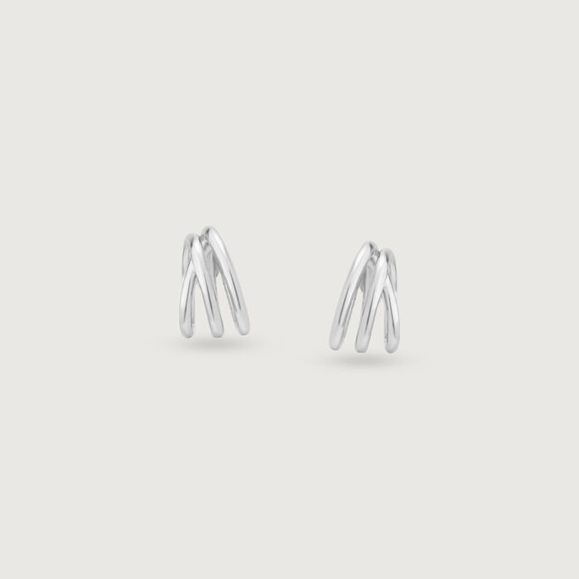 Sculpted Layered Silver Stud Earrings,,hi-res image number null