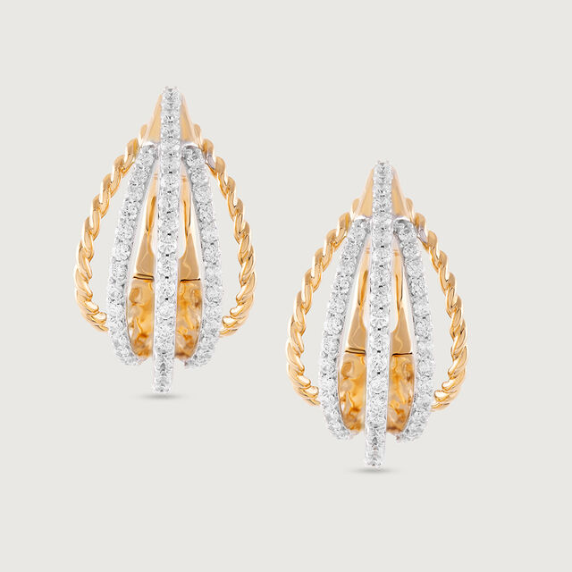 Draped Luxe Gold & Diamond Hoop Earrings,,hi-res image number null