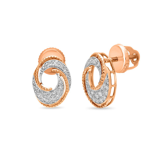18kt Rose Gold Oval Swirl Diamond Stud Earrings,,hi-res image number null