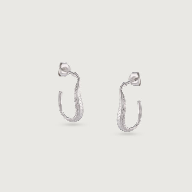Twisty Textured Silver Earrings,,hi-res image number null