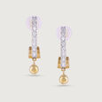 Dual Tone Gold & Diamond Drop Earrings,,hi-res view 3