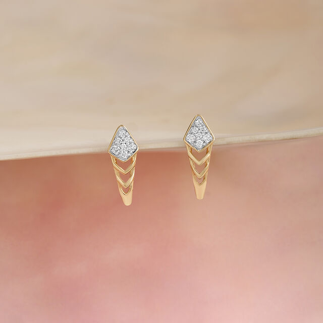 Chevron Grace Gold & Diamond Stud Earrings,,hi-res image number null