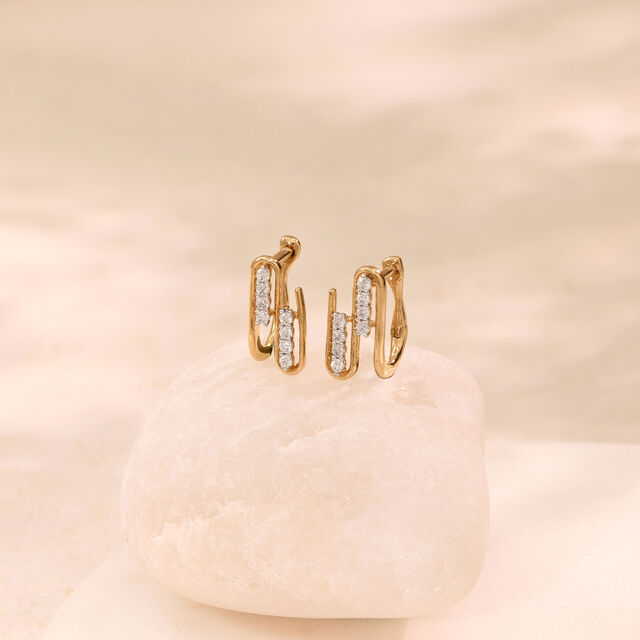Sleek Parallel Diamond Hoop Earrings,,hi-res image number null