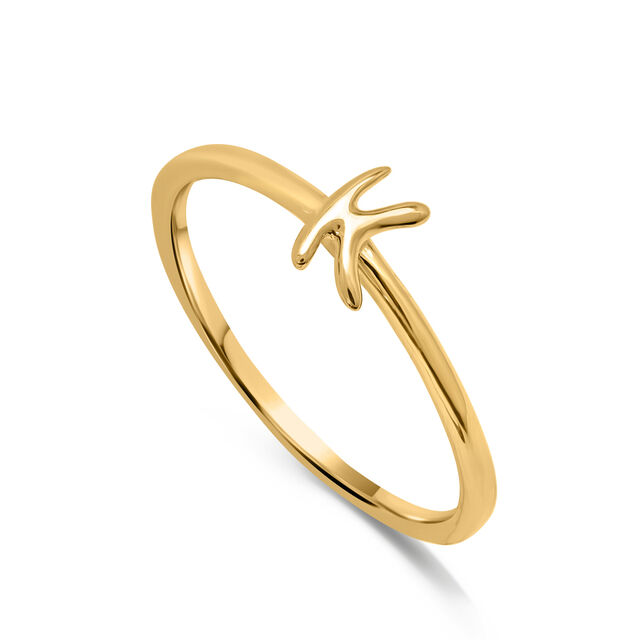 Letter K 14KT Yellow Gold Initial Ring,,hi-res view 4