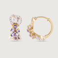 Vintage Chic Gold & Diamond Hoop Earrings,,hi-res view 3
