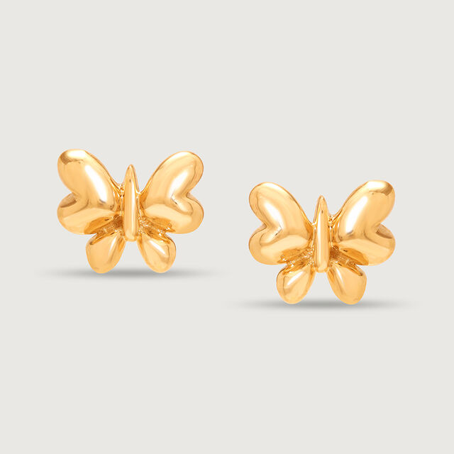 Enchanted Butterfly 14KT  Gold Stud Earring,,hi-res image number null