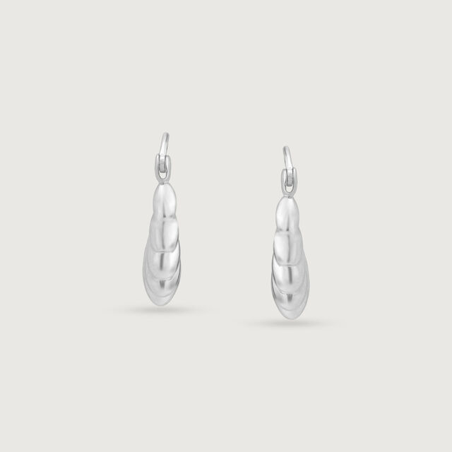 Radiant Shell Silver Hoop Earrings,,hi-res image number null