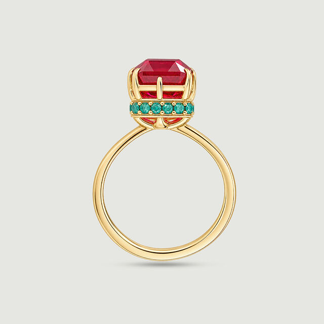 Bold Framed Onyx and Ruby Ring,,hi-res image number null