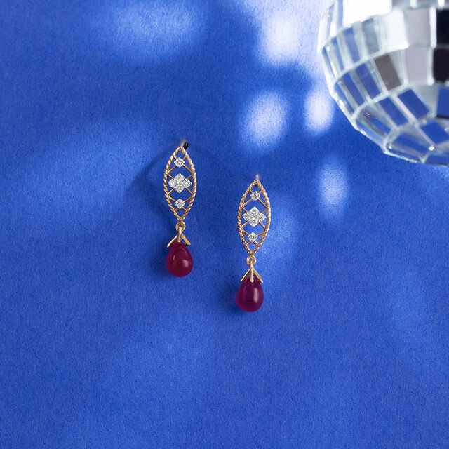 Disco Shine Ruby & Diamond Hoop Earrings,,hi-res image number null