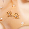 Contemporary Spiral Diamond Stud Earrings,,hi-res view 1