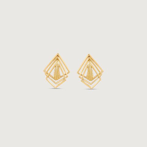Lustrous Layers Gold Stud Earrings