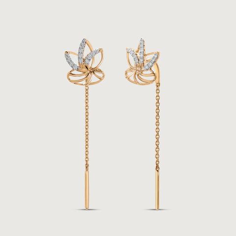 Lotus Bloom Diamond Sui Dhaga Earrings