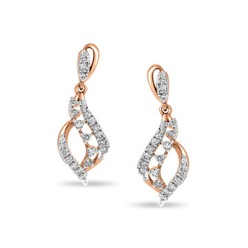 14 KT Rose Gold Lovely Diamond Drop Earrings