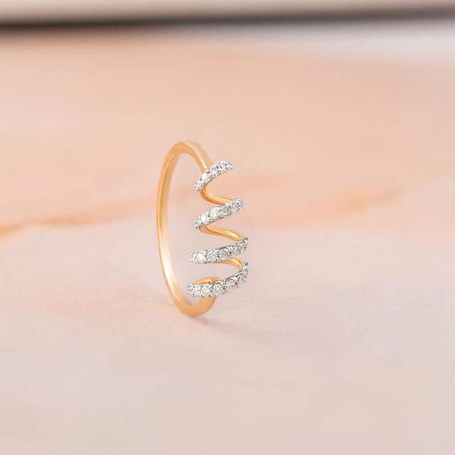 Sparkling Twist Gold & Diamond Finger Ring,,hi-res image number null