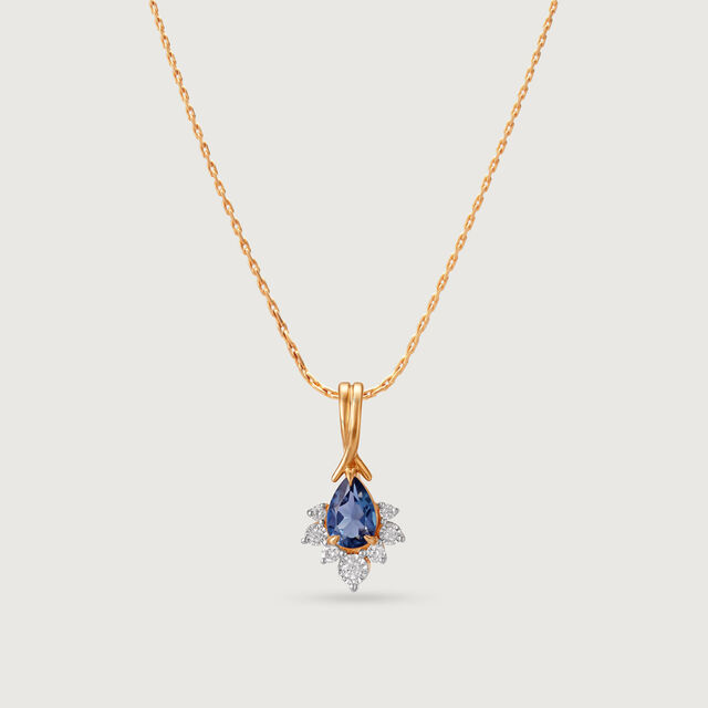 Sparkly Blue Diamond & Gold Pendant,,hi-res image number null