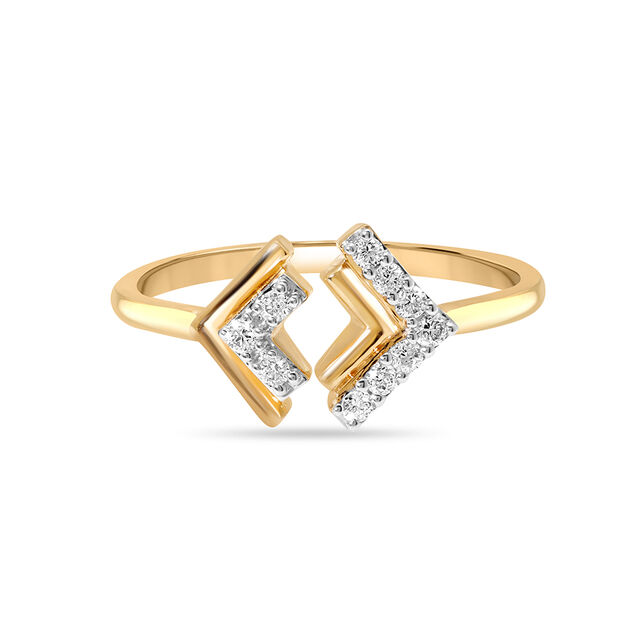 14KT Yellow Gold Arrow Duet Diamond Finger Ring,,hi-res view 2
