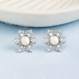 Delightful Pearl Silver Stud Earrings,,hi-res view 1