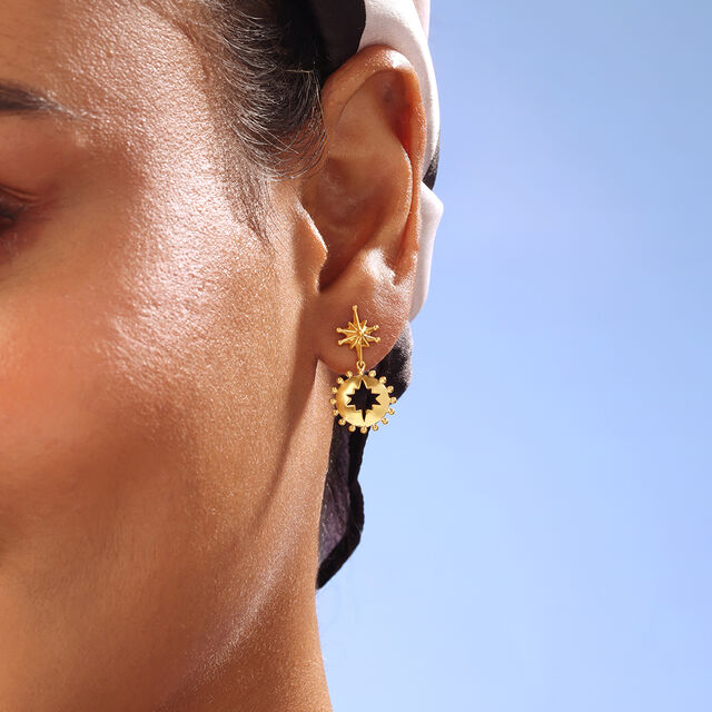 Radiant Sunburst Gold Drop Earrings,,hi-res image number null