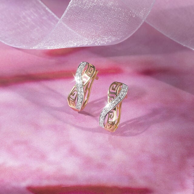 Infinity Chic Gold & Diamond Hoop Earrings,,hi-res image number null