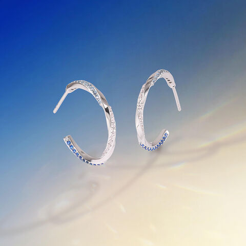 Dynamic Sparkling Silver Hoop Earrings