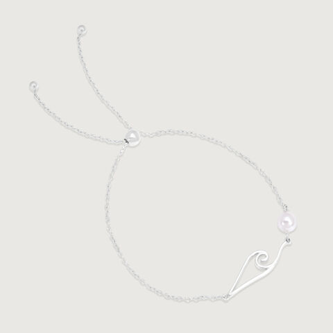 Wave Pearl Silver Anklet