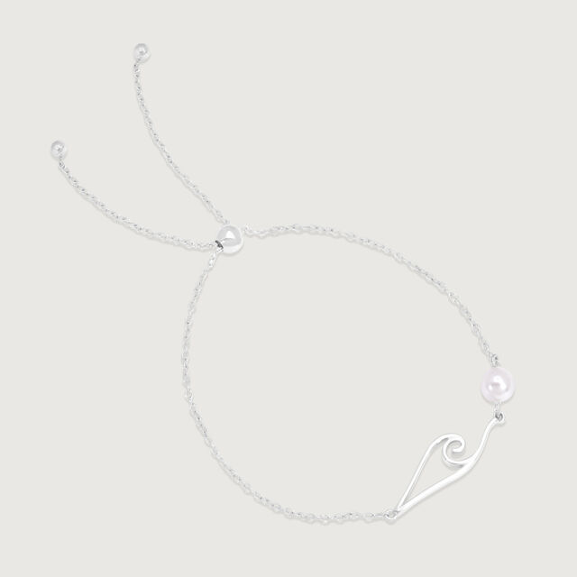 Wave Pearl Silver Anklet,,hi-res image number null